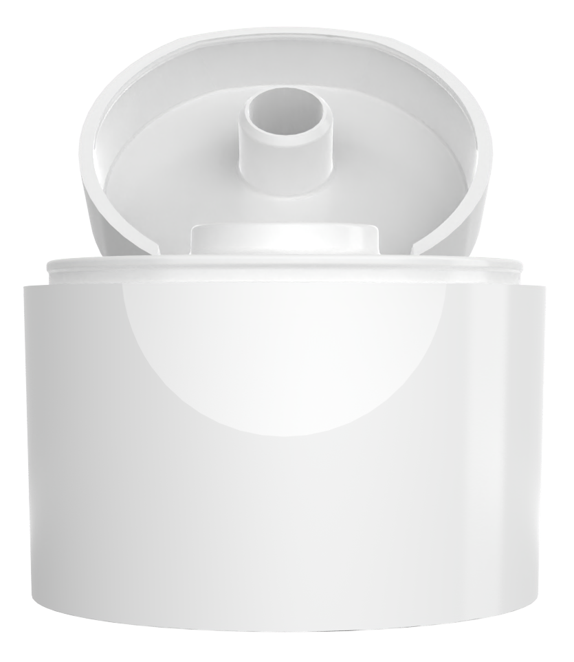 Classic Ultra Cylindrical Flip Top, open position, front angle