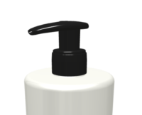 A close-up of HiFlow, a white bottle with a lockable high-dosage dispensing pump, typically used for liquid soap or lotion, against a plain white background.