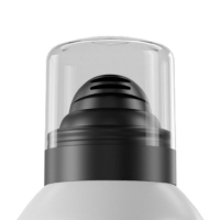 Close-up of a black  aerosol foam actuator labeled S30 under a clear plastic cap. The background is plain white.