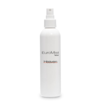 A white spray bottle labeled EuroMist Heaven stands upright against a plain white background. The bottle has a simple, clean design with a spray nozzle on top.