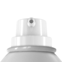 Close-up view of an aerosol actuator with extended nozzle named CAR on a white spray can, set against a plain white background.