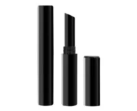 A black guided lipstick packaging case with the cap removed, revealing the lipstick inside. The cap rests beside the open tube, while another closed guided lipstick packaging tube stands next to them.