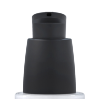 Close-up of an elegant cosmetic pump labeled Cremosa dispenser in black plastic, commonly used for skincare or cosmetic products, against a white background. The top of a clear container is partially visible at the bottom.