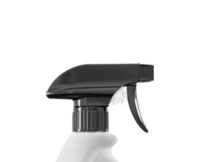 Close-up of a TSP, Full-Plastic Trigger Spray Pump nozzle on a white bottle, shown against a plain white background.