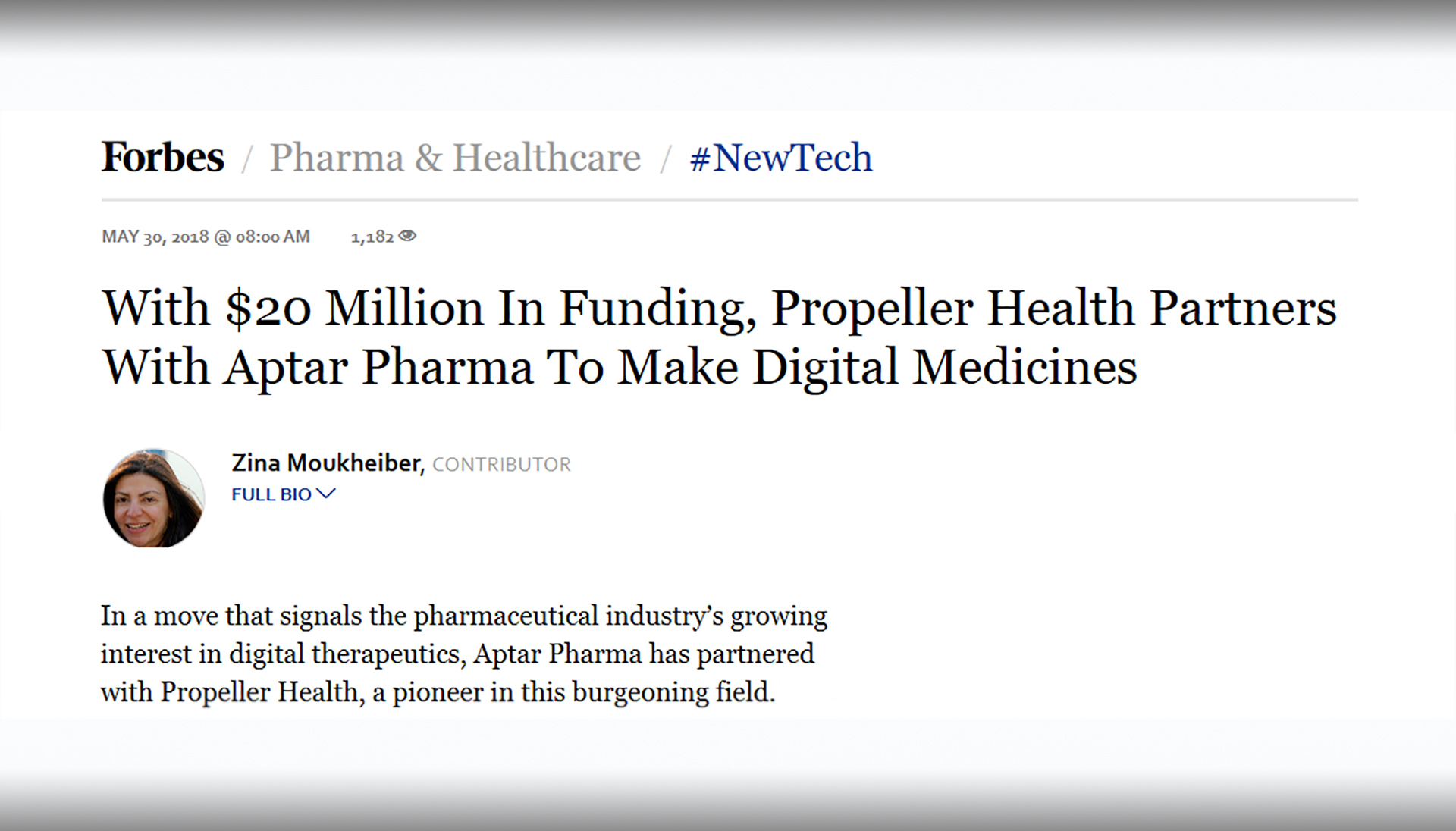 Forbes covers Aptar Pharma/Propeller Health work on connected medicine