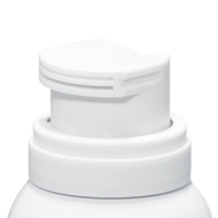Close-up of  S20, a white contemporary upright aerosol actuator,commonly used for foam and mousse.