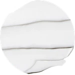A picture of lotion in a circular frame, depicting that bag-on-valve is compatible with this type of formula