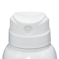 Close-up of Simplicity, an Intuitive Twist-to-Lock Aerosol on a white can against a plain white background.