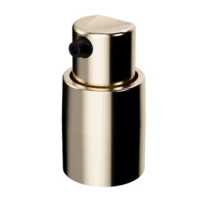 Metallic gold cosmetic dispenser labeled PAV Treatment with a black nozzle, designed for liquid products like lotion or serum, shown against a white background - styled as a low dosage pump.