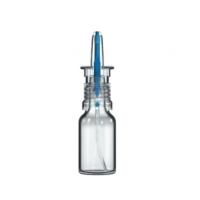 a mockup of a transparent nasal spray pump on a white background