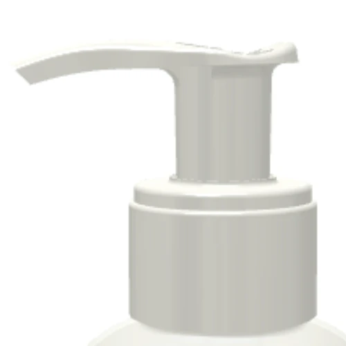 Close-up of a white Dispensing Pump with Metal-Free Pathway named GSA, typically used for bottles of liquid soap, lotion, or sanitizer, against a plain white background.