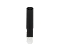 A black guided lipstick mechanism with a transparent end is shown vertically against a white background, highlighting its sleek and functional design.