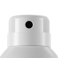 Close-up of a white spray can nozzle, featuring the Aerosol Actuator with a classic twist to lock aerosol named Moritz design, showing the round black spray hole and textured grip at the top against a white background.