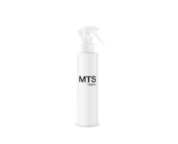 A white spray bottle with an Ergonomic Mini Trigger Spray pump, labeled MTS by Aptar, stands upright against a plain white background.