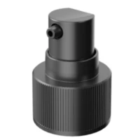 Close-up of the PAV Treatment low dosage pump, featuring a black plastic dispenser with a ribbed collar and a small nozzle, designed for precise liquid dispensing. The image highlights the low dosage pump mechanism, authentically reflecting its compact and functional design against a white background.