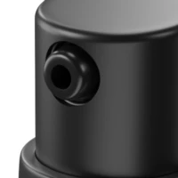 Close-up of the PAV Treatment low dosage pump, featuring a black plastic cosmetic dispenser with a circular opening, designed for precise application of treatment formulas. Shown against a plain white background.