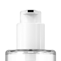Close-up of a white Generous Dosage Cosmetic Pump labeled Satine  with a shiny metallic base, typically used for dispensing skincare or cosmetic products.