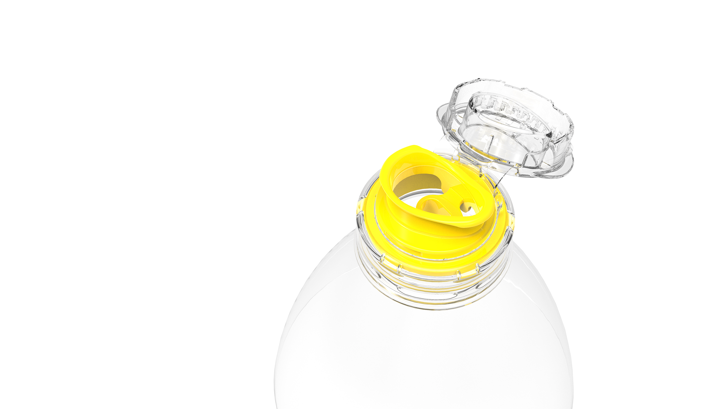 Maestro edible oil closure and with pouring lip open on bottle