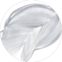 A picture of clear gel in a circular frame, depicting that bag-on-valve is compatible with this type of formula