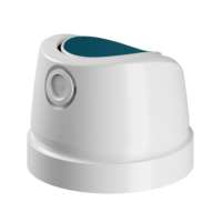 WS55 bicolor aerosol actuator in white and blue, shown on a clean white backdrop to highlight its modern design.