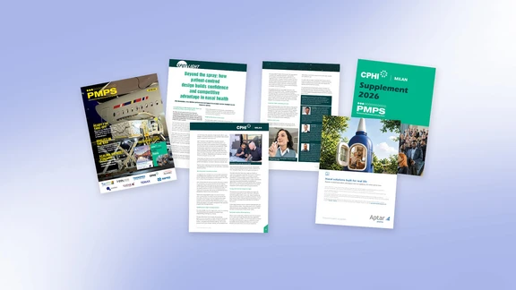 PMPS Autumn 2026 feature showcasing Aptar Pharma's article on patient-centered nasal delivery and user-focused nasal spray design.