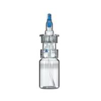 A transparent nasal spray bottle with an advanced preservative-free pump. The pump features a blue nozzle and a clear plastic body, designed for precise and hygienic dispensing.