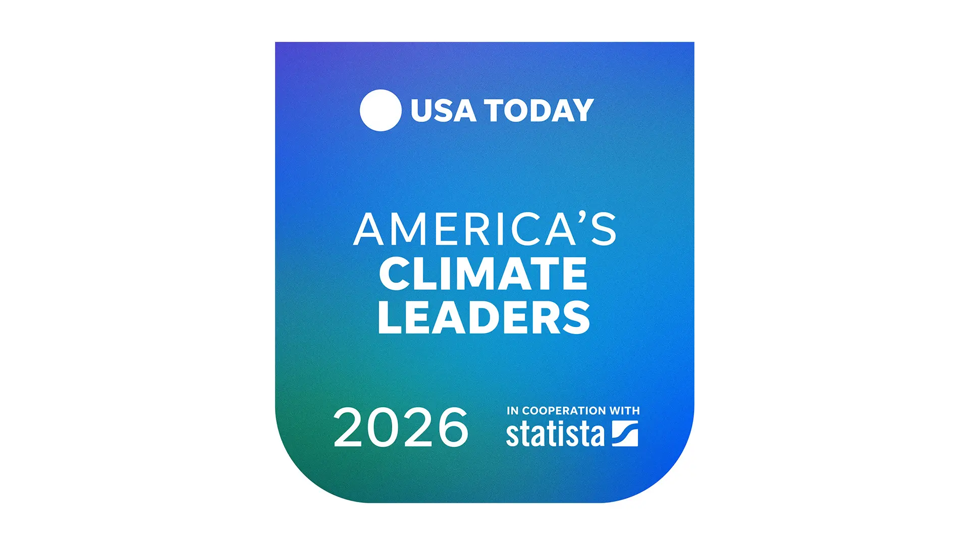 An award logo on a white background highlighting Aptar's recognition by USA Today as One of America’s Climate Leaders