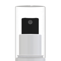 A spray bottle shown in close-up, featuring a black spray pump, a clear plastic cap, and a white collar.