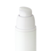 A close-up of a white plastic bottle labeled "Albion" by Aptar, featuring a pump dispenser commonly used for lotions and creams. The bottle incorporates Aptar’s advanced airless beauty packaging.