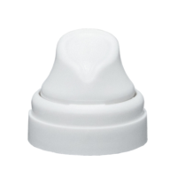 A white contemporary aerosol actuator named Meridian ideal for sports bottles or liquid containers.