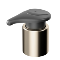 A close-up of Euroflow Premium, a premium high-performance dispensing pump features a metallic soap or lotion dispenser with a matte gray spout and shiny gold base, set against a white background.