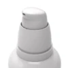 Close-up of a white plastic bottle and PZ3, a high-performing pump for viscous formulas in white. It boasts a smooth, rounded top and clean, minimalist design ideal for lotions, creams, or liquid soap.