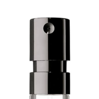 Close-up of a black spray nozzle on top of a bottle, isolated on a white background perfect for fragrance sampling named Easy Spray.