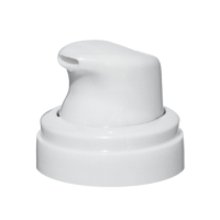 Close-up of Wren, a white plastic aerosol actuator for mousse and lotion, against a plain white background.