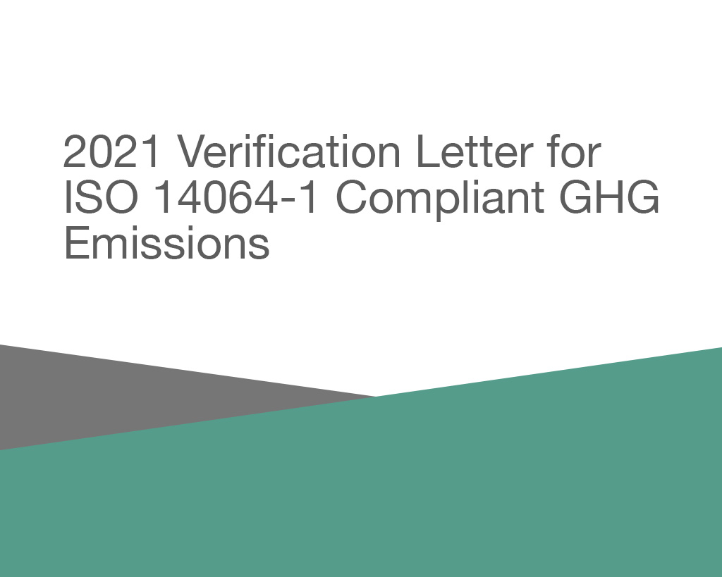 2021 Verification Letter for ISO 14064-1 Compliant GHG Emissions