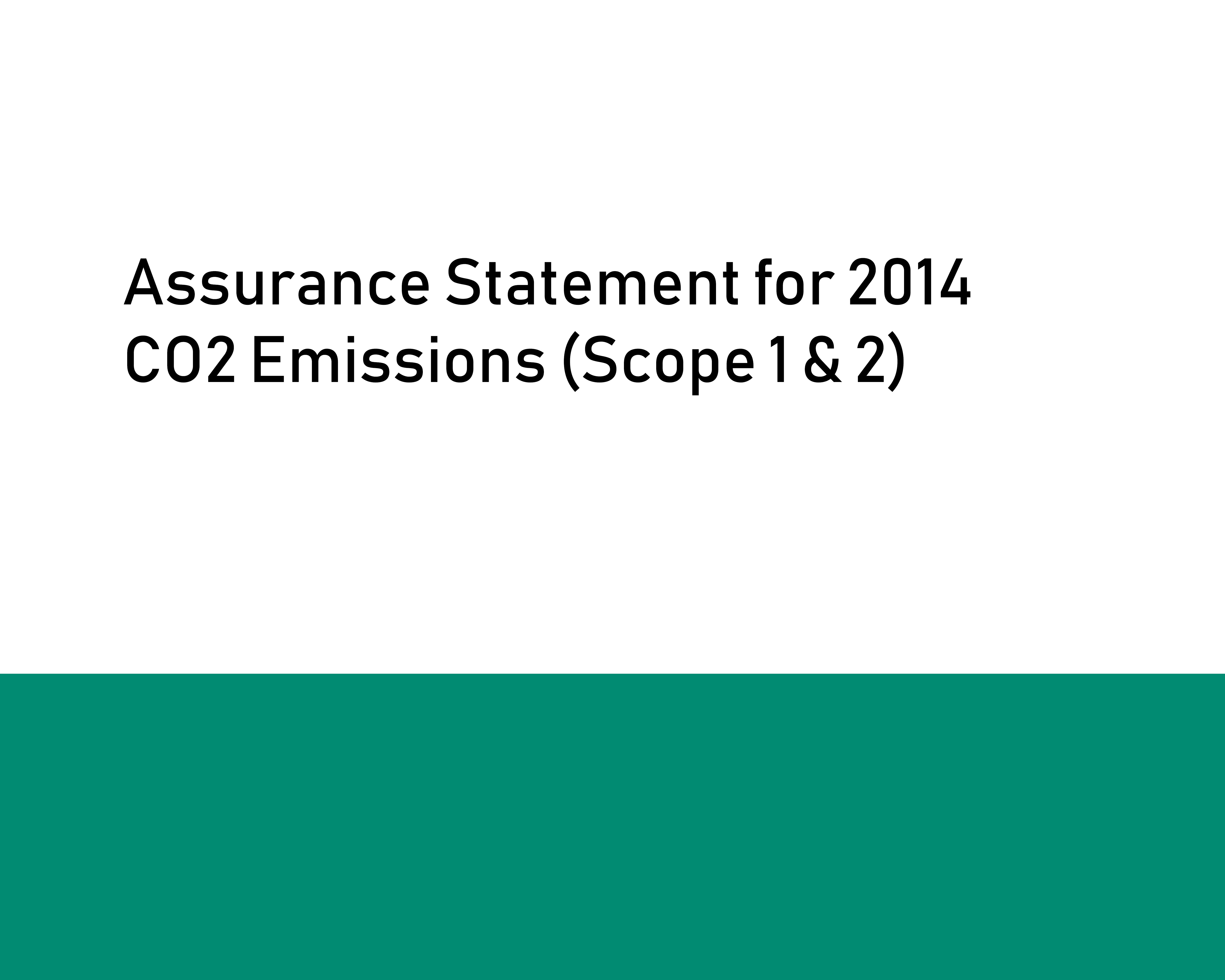 Assurance Statement for 2014 CO2 Emissions (Scope 1 & 2)