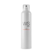 A white spray bottle labeled WS40 by Aptar with a Classic Spray Aerosol Actuator labeled WS40 and a clear cap, standing upright on a plain white background.