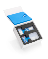 Aptar Pharma Fine Mist Sprayer Starter kit presented in a white open box including dose spacers.