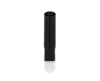 A black guided lipstick mechanism with a transparent end is shown vertically against a white background, highlighting its sleek and functional design.