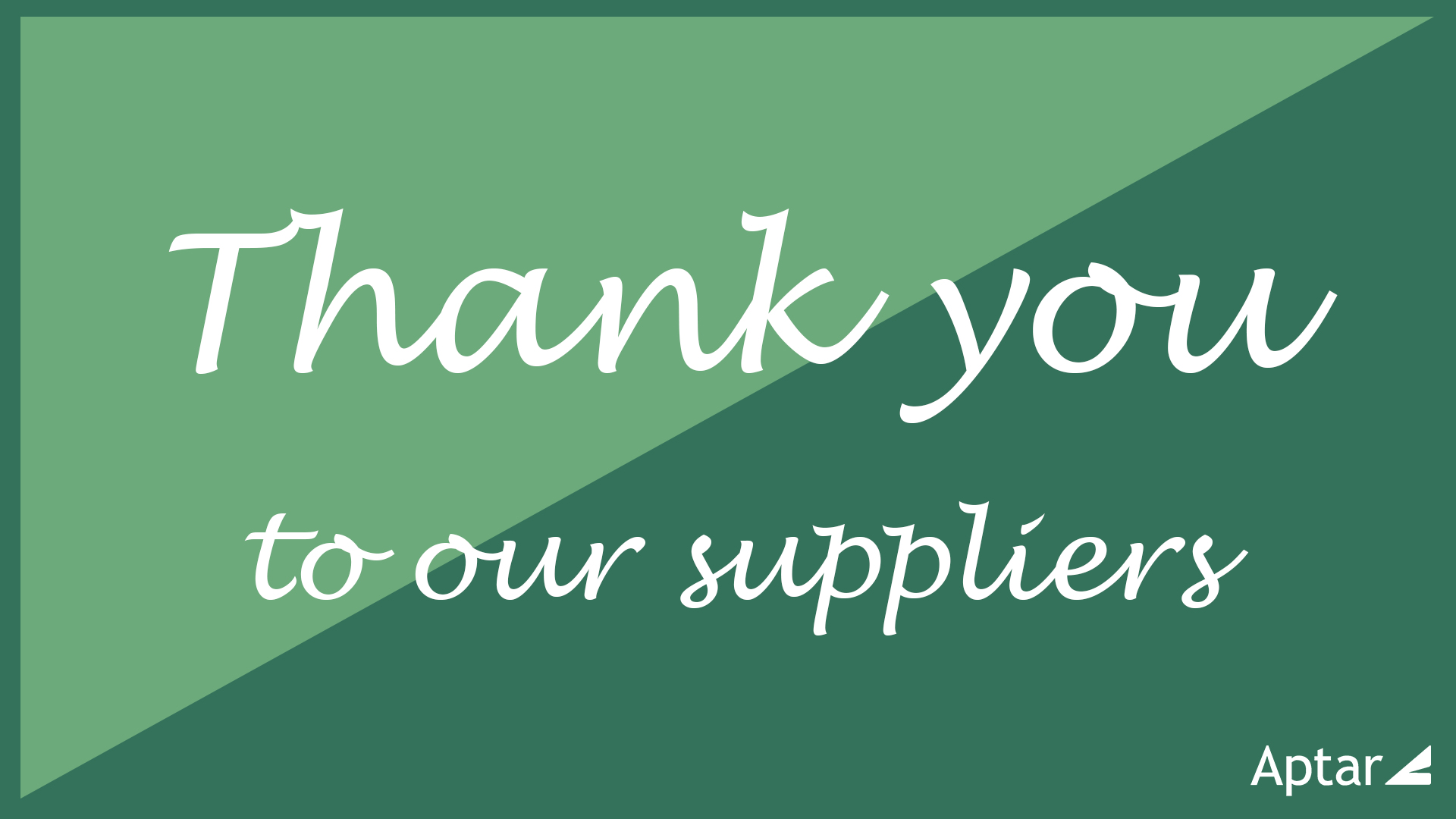 A Thank You Letter to Our Suppliers