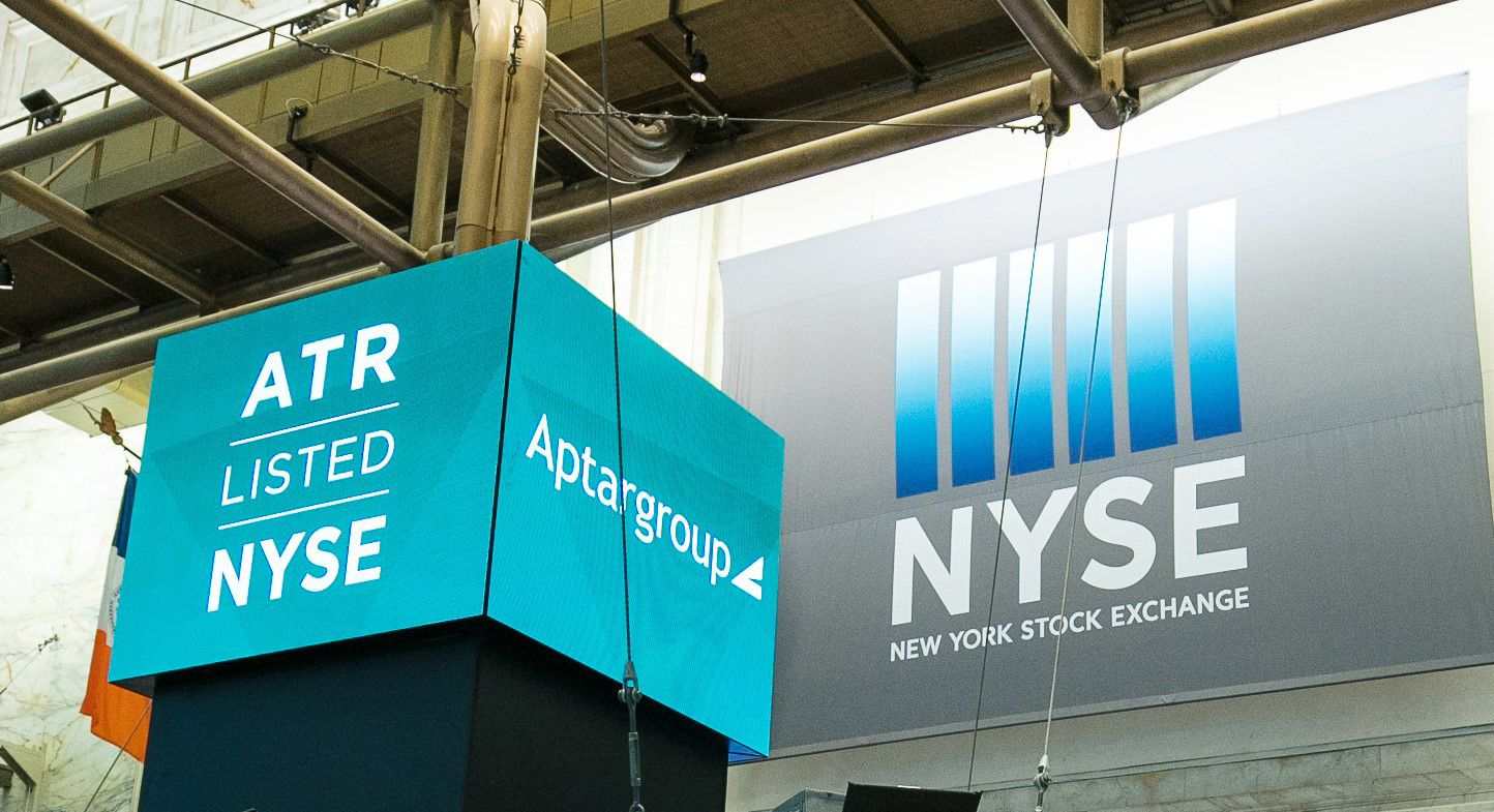 A Digital Billboard on the floor of the NYSE, ATR Listed NYSE