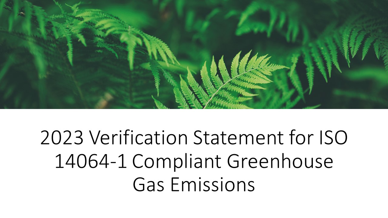 2023 Verification Statement for ISO 14064-1 Compliant Greenhouse Gas Emissions